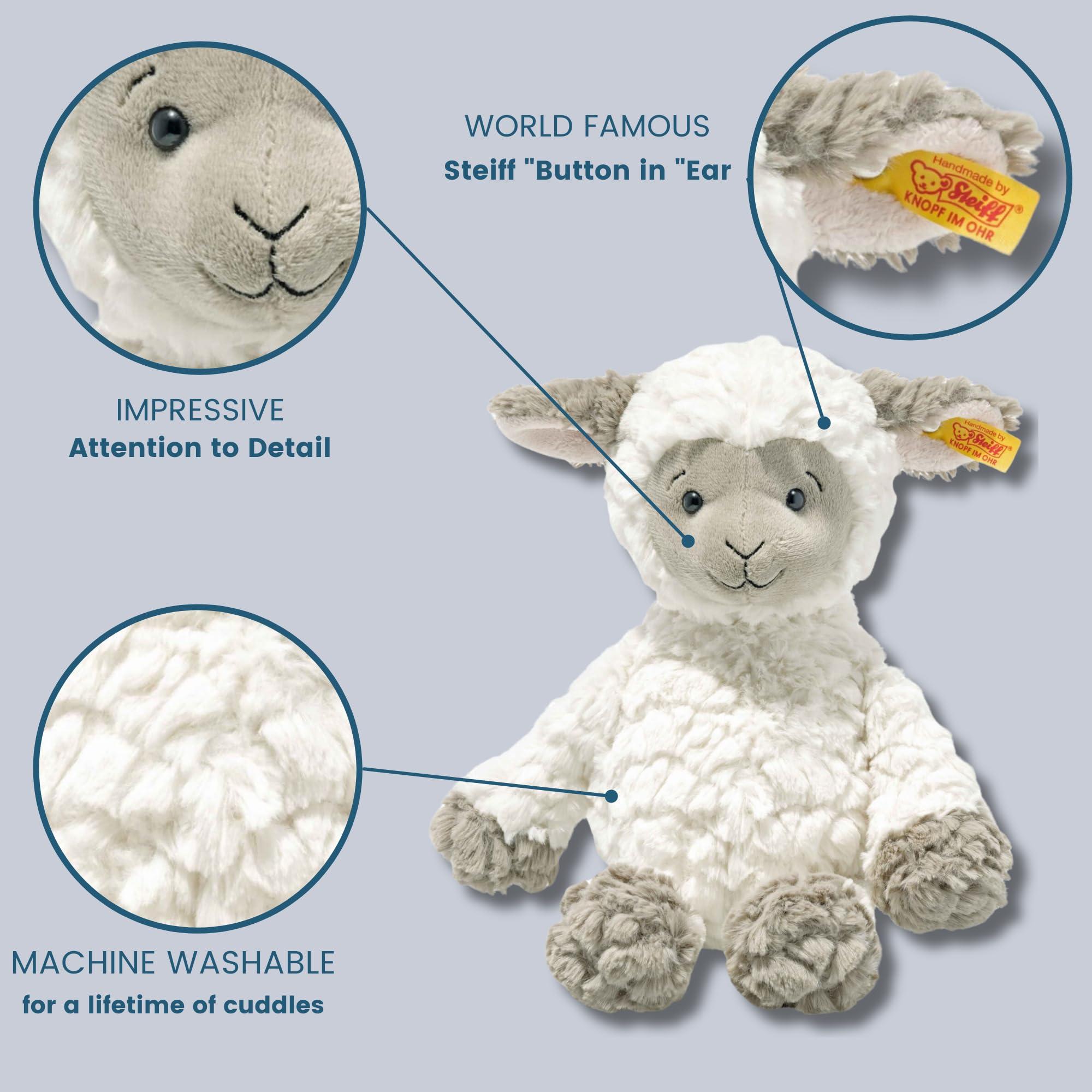 Steiff Lita Lamb Plush Stuffed Animal Toy Friend, White, 12" - Image 4