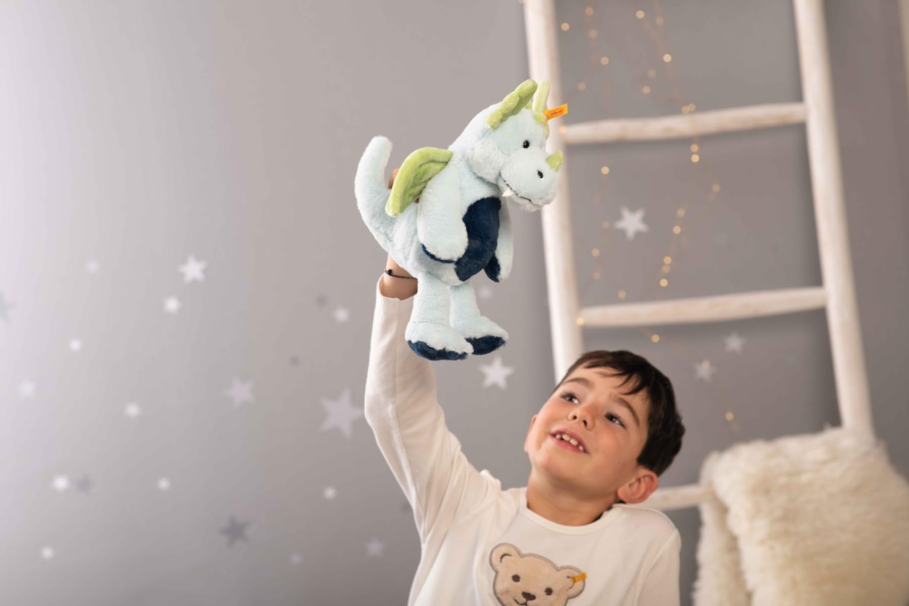 Steiff Samu Dragon, Premium Dragon Stuffed Animal, Dragon Plush Toy for Kids, Friends Collection (Green/Blue, 11") - Image 3