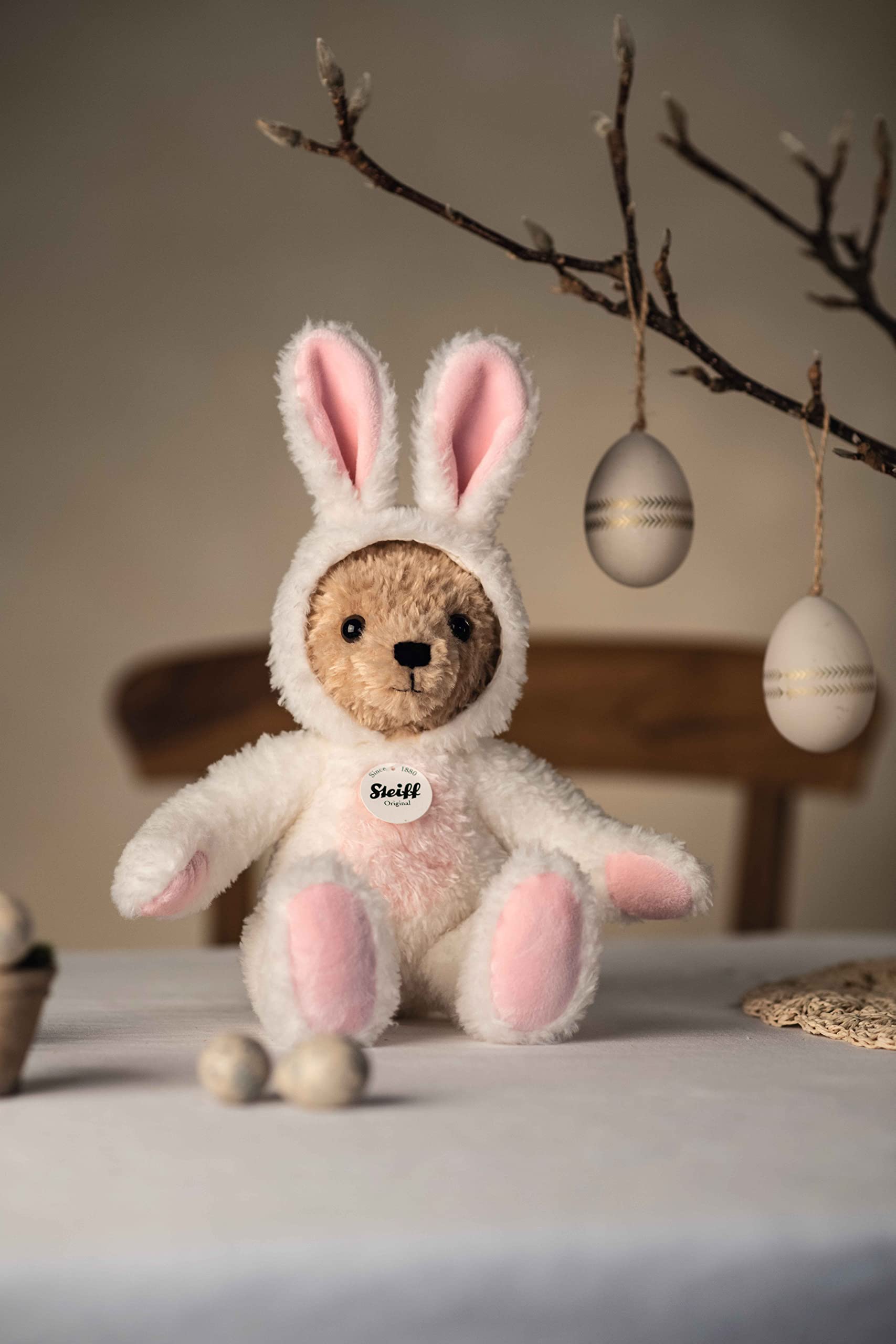 Steiff Teddy Bear in Bunny Hoodie Costume, Year of the Rabbit, Teddybear Stuffed Animal, Plush Bear Cuddly Toy, Machine Washable, 11 inches - Image 6